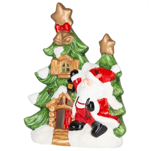 Dekoráció MagicHome Karácsony, fenyőfa Mikulással, LED, terrakotta, 2xAAA, 27,3x11x34 cm