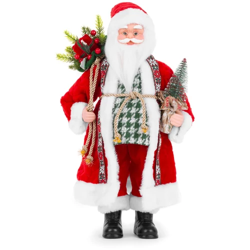 Dekoráció MagicHome Karácsony, Mikulás táskával, ajándékokkal és fenyőfával, kerámia, 46 cm