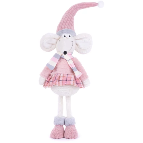 Figura MagicHome Karácsonyi, Egér kislány, rózsaszín, szövet, 19x17x59 cm