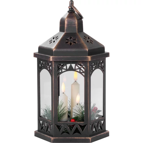 Lámpás MagicHome Karácsonyi Morocco, LED meleg fehér, gyertyák, fekete, 3xAAA, műanyag, időzítő, 18x
