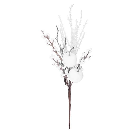 Ág MagicHome Karácsony, bogyókkal és almákkal, fehér, 32 cm