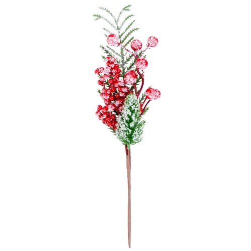 Ág MagicHome Karácsony, bogyókkal, piros, fagyhatás, 29 cm
