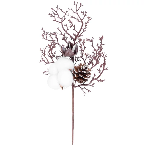 Ág MagicHome Karácsony, pamuttal és tobozzal, 30 cm