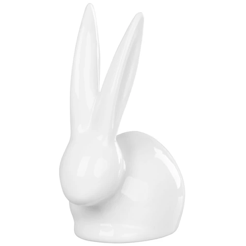 Dísz MagicHome, Nyuszi hosszú fülekkel, fehér, porcelán, húsvéti, 10,1x6,5x13,1 cm