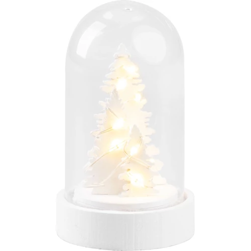 Dekoráció MagicHome Karácsony, fehér fácska kupolában, LED, meleg fehér, beltéri, 5,5x9 cm