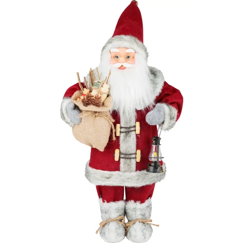 Dekoráció MagicHome Karácsony, Mikulás lámpással, piros, 46 cm