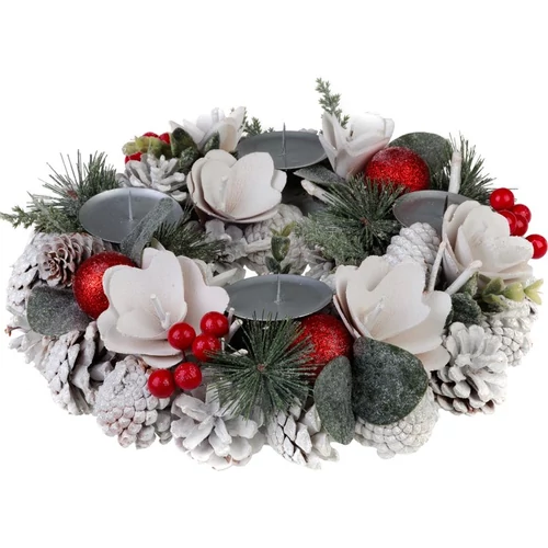 Koszorú MagicHome, karácsonyi, természetes, fehér, adventi, 30 cm