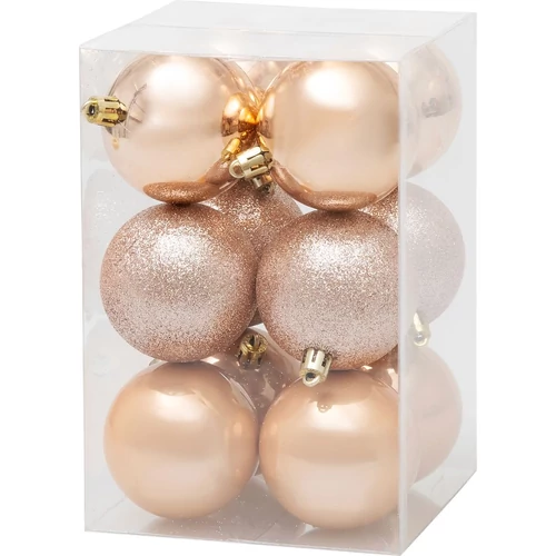 Gömbök MagicHome Karácsony, 12 db, rózsaarany, karácsonyfára, 6 cm