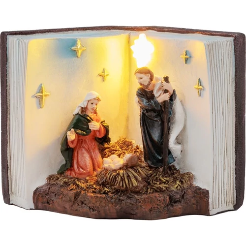 Dekoráció MagicHome Karácsony, Betlehem könyvben, LED, beltéri, 13,5x8x9,5 cm