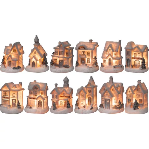 Dekoráció MagicHome Karácsony, házikó, LED, beltéri, 7x6x10 cm, gyűjtőcsomag 12 db