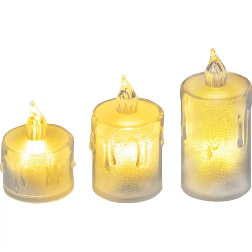Gyertya MagicHome, karácsonyi, 3 db-os készlet, LED meleg fehér, egyszerű világítás, 3,7x5/6,5/8 cm