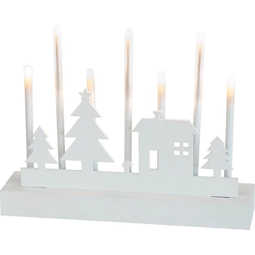 Gyertyatartó MagicHome Karácsonyi, 8 LED meleg fehér, 2xAA, MDF, beltéri, 24x5,5x18 cm