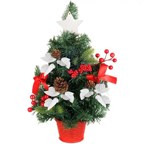 Karácsonyfa MagicHome Karácsonyi, díszített, piros, levelekkel, 40 cm
