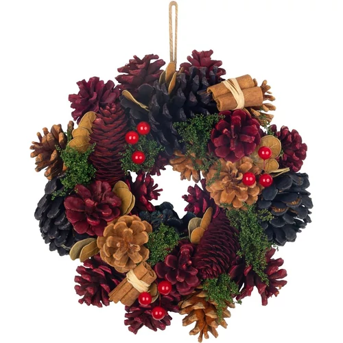 Koszorú MagicHome, karácsonyi, függő, kék-piros, 24 cm