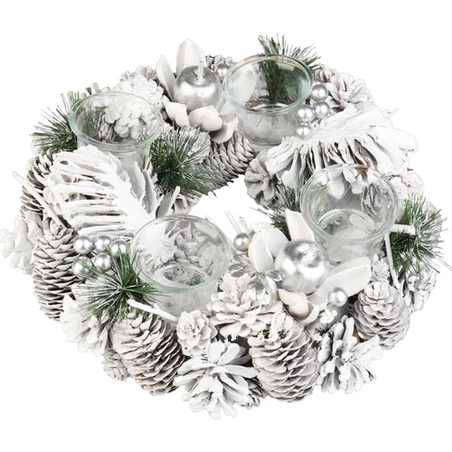 Koszorú MagicHome, karácsonyi, adventi, fehér, 32 cm