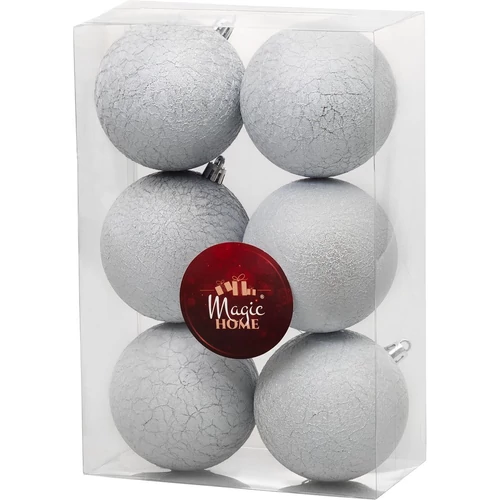Gömbök MagicHome Karácsony, 6 db, fehér, karácsonyfára, 8 cm