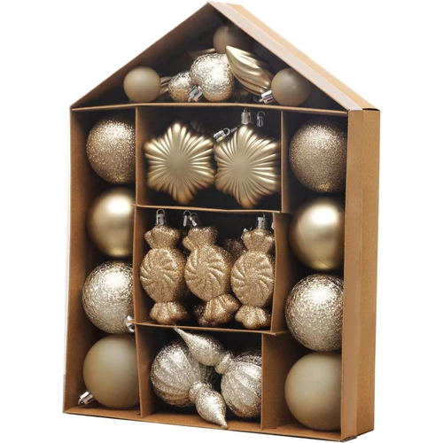 Gömbök MagicHome Karácsony, készlet, 32 db, pezsgő, vegyes, karácsonyfára