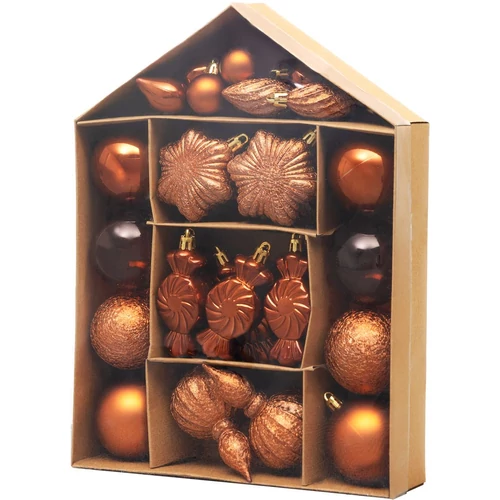 Gömbök MagicHome Karácsony, készlet, 32 db, réz, vegyes, karácsonyfára