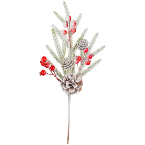 Ág MagicHome Karácsony, havas, csipkebogyóval, 34 cm