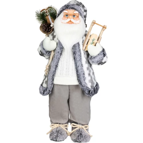 Dekoráció MagicHome Karácsony, Mikulás szánkóval, fehér-szürke, 60 cm