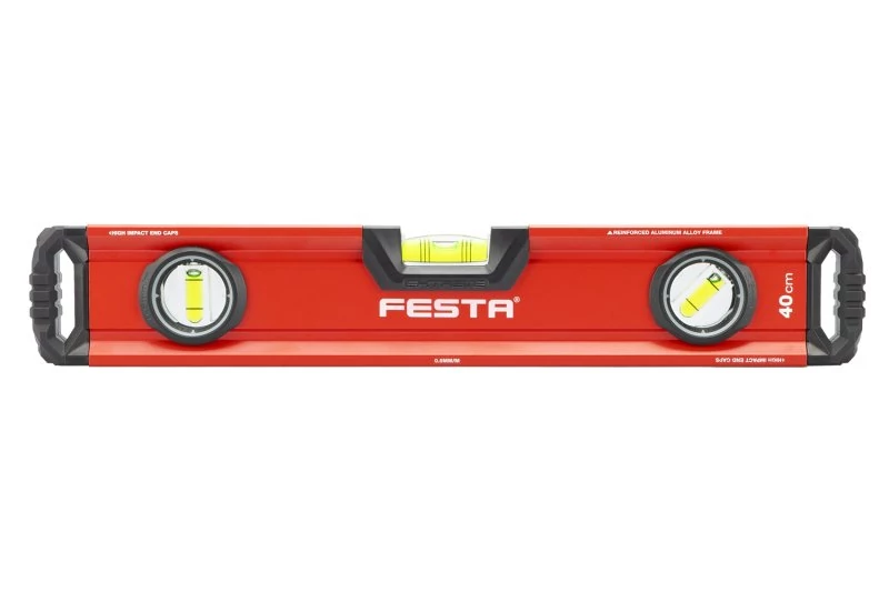 Lev Festa vízmérték 400mm, 3 libella, alumínium, két fogantyúval