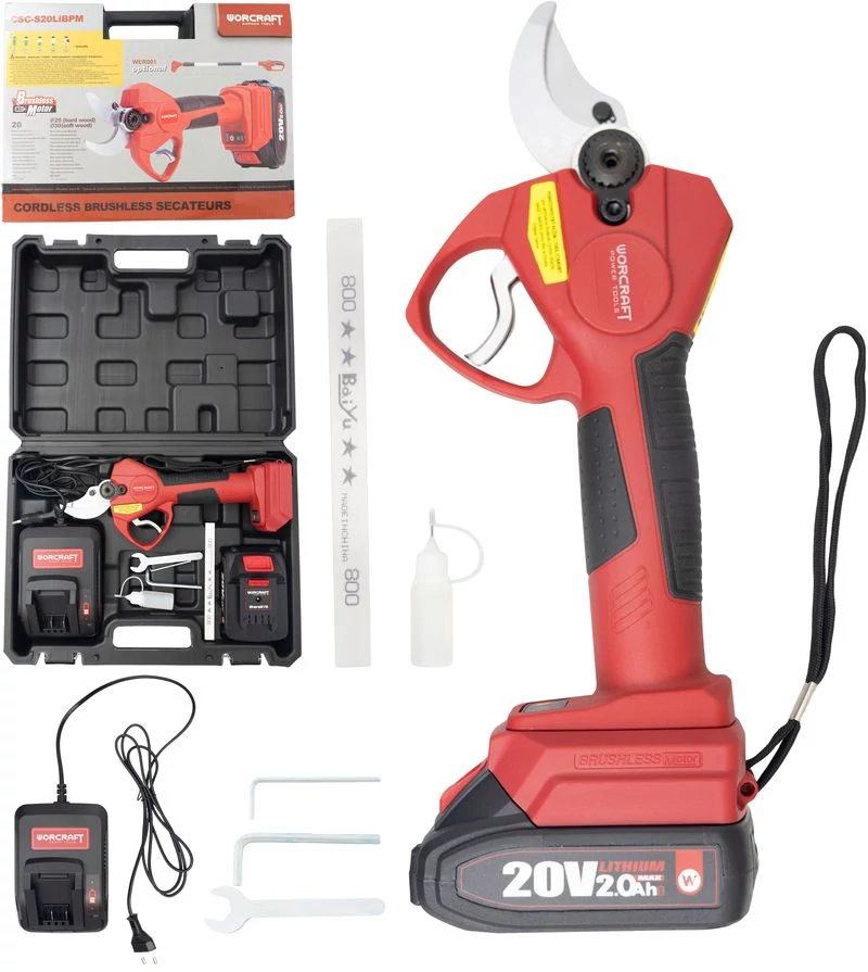 Olló Worcraft CSC-S20LiBP ShareSYS, 20V Li-Ion, kerti, akkumulátoros, ágvágó, vágás 30 mm, 1x 2.0 Ah