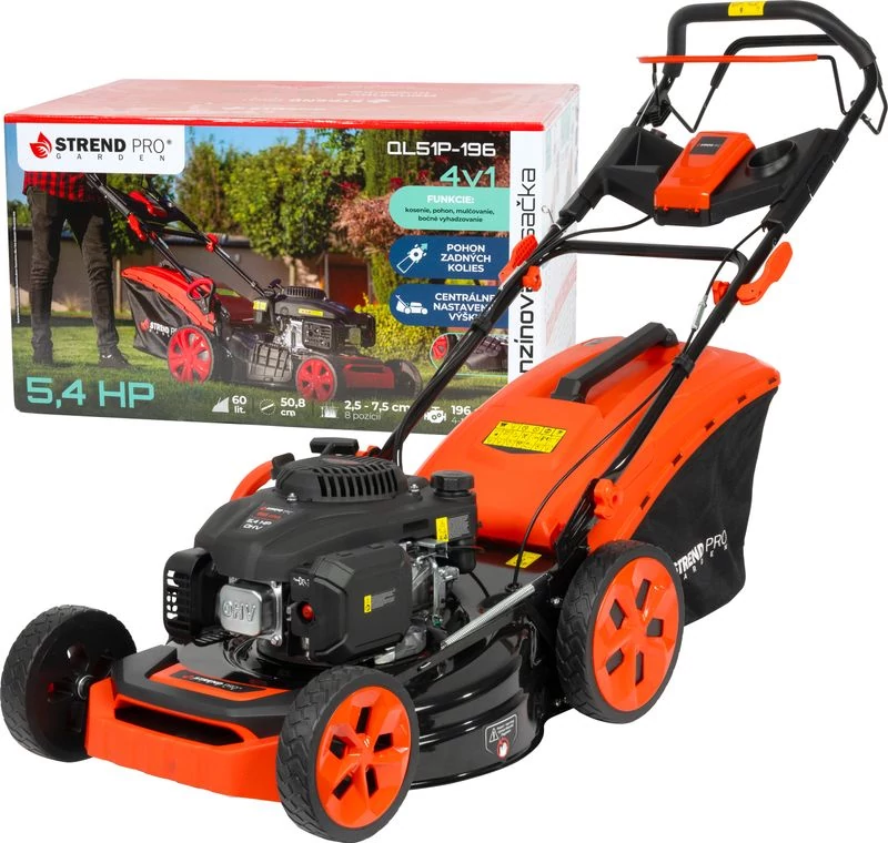 Fűnyíró Strend Pro QL51PD-196, benzinmotoros, 4,0 kW, vágásszélesség 51 cm, önjáró, LONCIN, elektrom