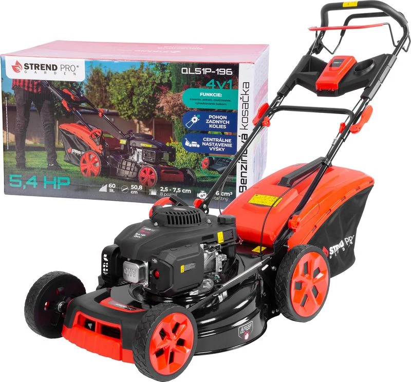 Fűnyíró Strend Pro QL51P-196, benzinmotoros, 4,0 kW, vágásszélesség 51 cm, önjáró, LONCIN