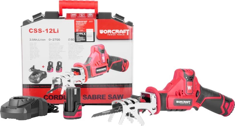 Fűrész Worcraft CSS-12Li, 12V, 2x 2.0Ah Li-ion, orrfűrész, ágvágó