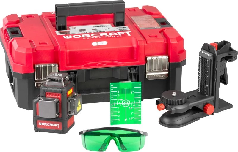 Lézer Worcraft XCUBE026 ShareSYS Toolbox, 3x3D Zöld sugár, akkumulátor nélkül