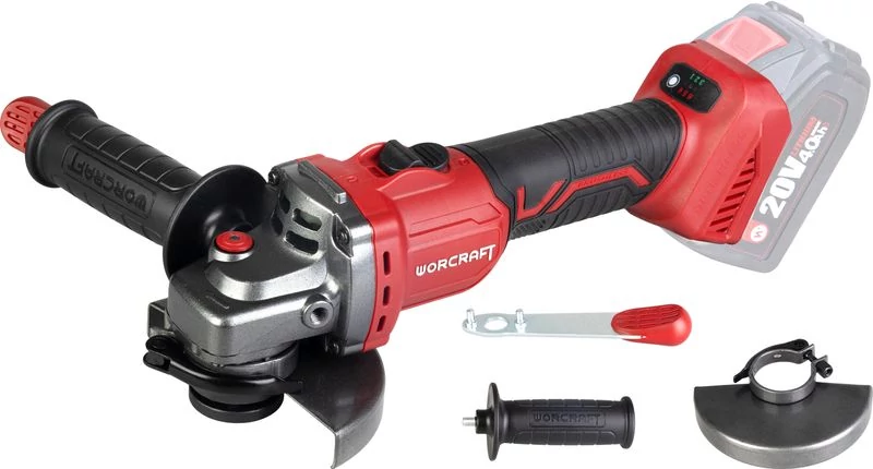 Csiszoló Worcraft CAG-S20LiBS-115 ShareSYS, 115 mm, sarok, fordulatszám-szabályozással, 20V Li-ion,