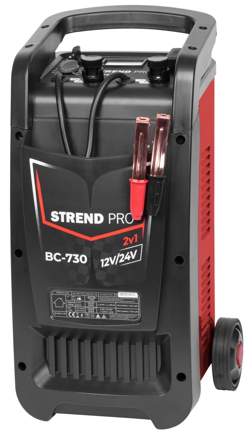 Indítókocsi Strend Pro BC-730, töltő, 12/24V, 40 A, indítás 400 A, autóakkumulátorokhoz