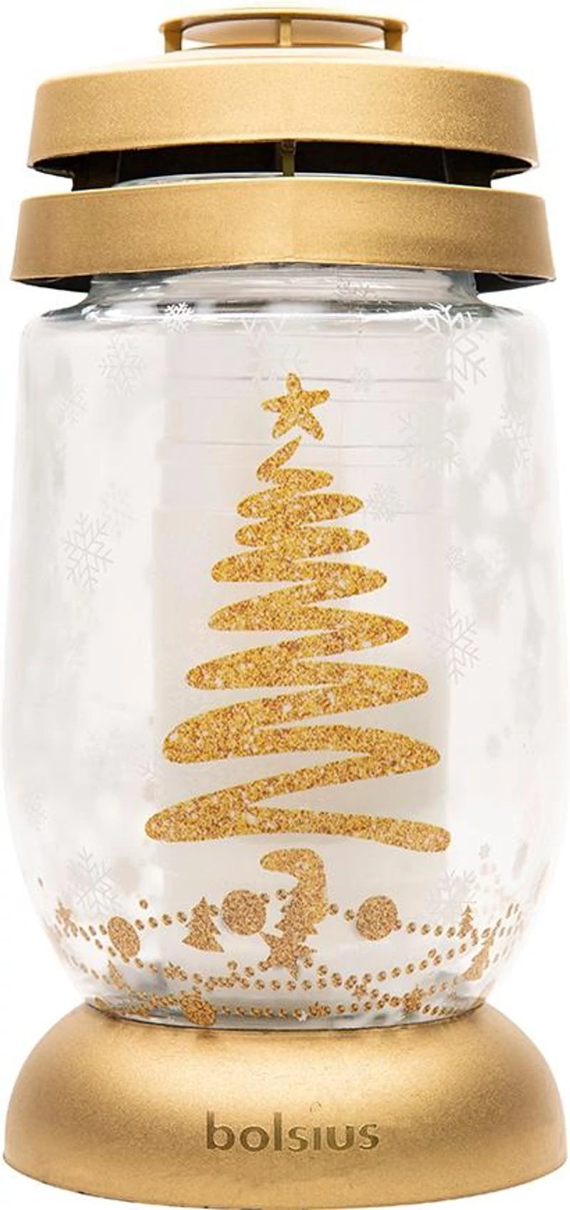 Mécses Bolsius S06 3D Karácsonyfa, 22,4 cm, sírra, 36 órás töltettel