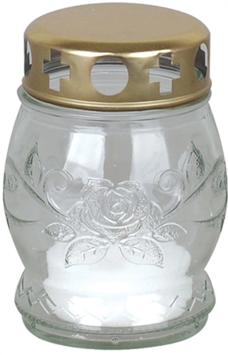 Mécses Grave, átlátszó üveg, 6-8 óra, 25 g, 10 cm, sírra