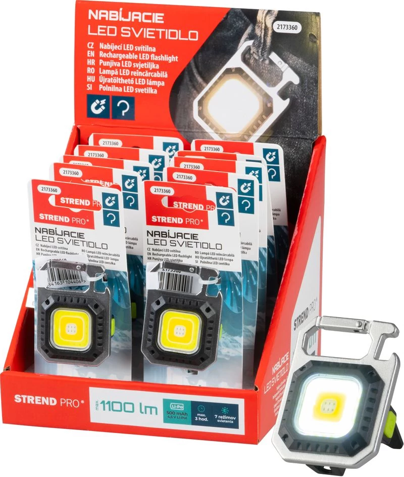 Munkalámpa Strend Pro Worklight ZW120402, medál, LED 1100 lm, mágnes, csipesszel, USB töltés, csomag