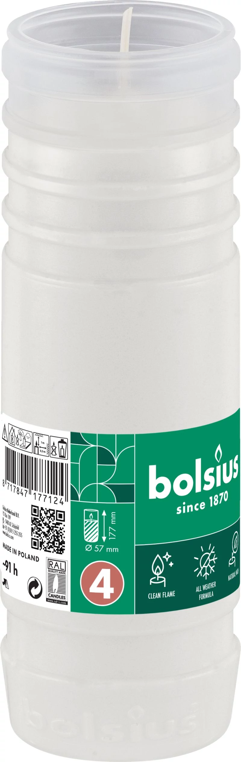 Mécsesbetét Bolsius Gravelight RP4, 91 óra, 277 g, 57x177 mm, paraffin