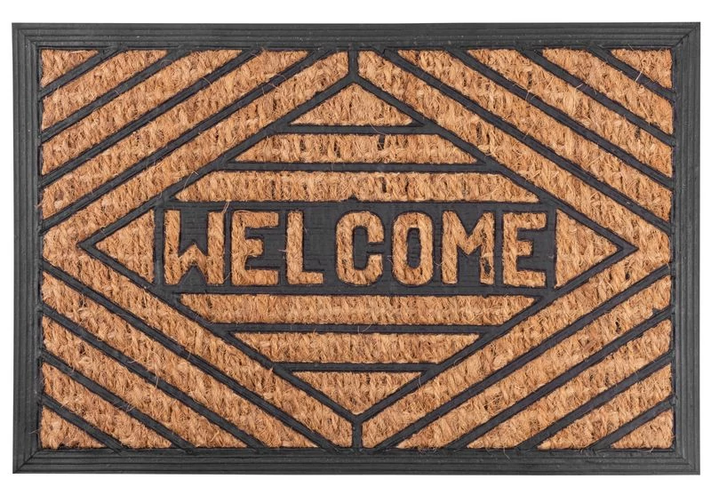Lábtörlő MagicHome RBP 193, bejárati, Welcome 3, 40x60 cm, gumi/panama