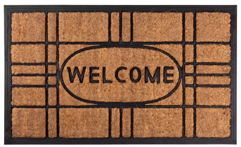 Lábtörlő MagicHome RBC 196, bejárati, Welcome, 45x75 cm, gumi/kókusz