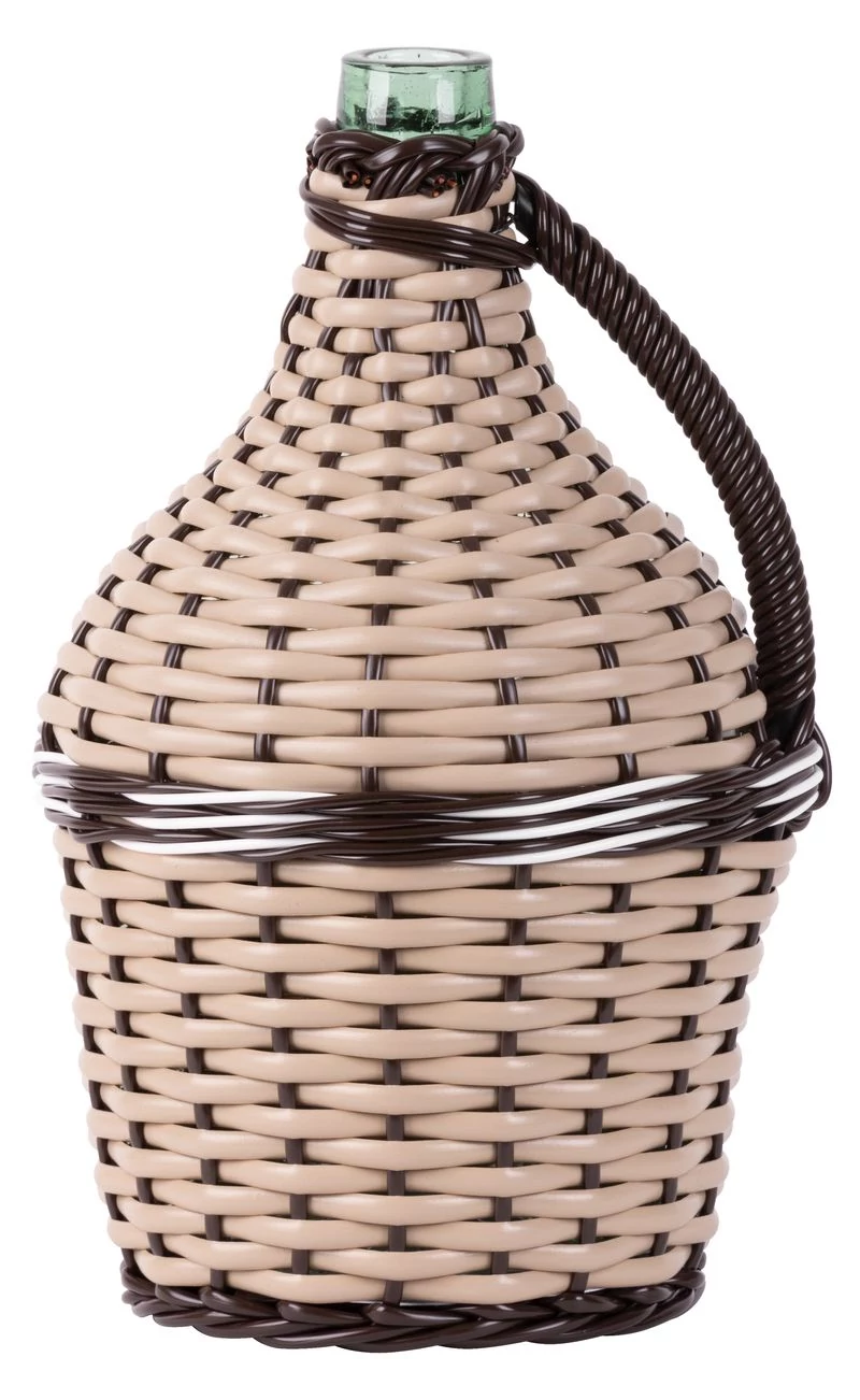 Demizson Strend Pro Cada Wilo, 5 liter, üveg, borhoz és pálinkához, fonott, vegyes színek