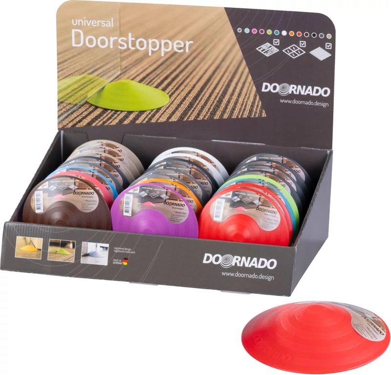 Ajtóütköző DOORSTOPPER, ütköző, műanyag ajtóhoz, padlóra, vegyes színek, Sellbox 24 db