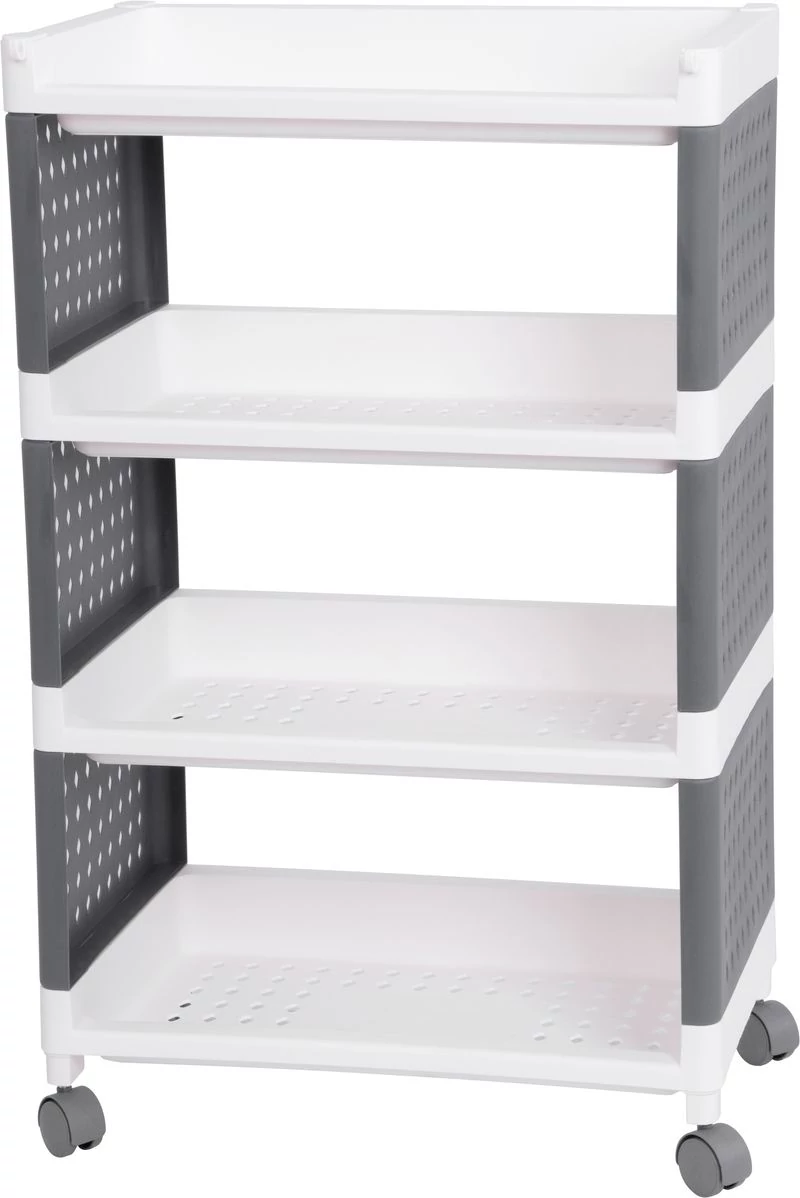 Polc MagicHome Rolly, műanyag, 4 polcos, 49x29x75,5 cm, görgőkön