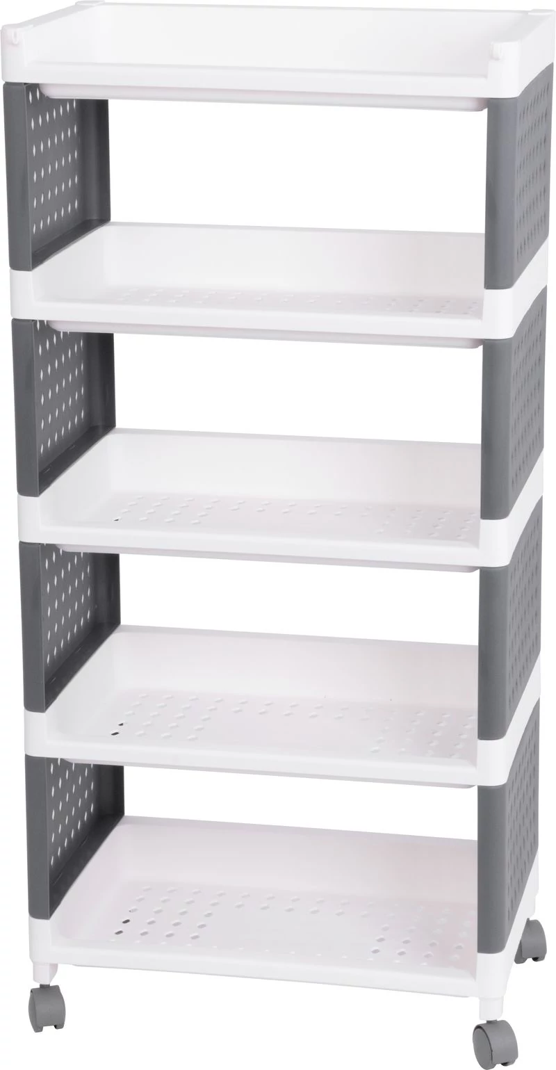 Polc MagicHome Rolly, műanyag, 5 polcos, 49x29x97 cm, görgős