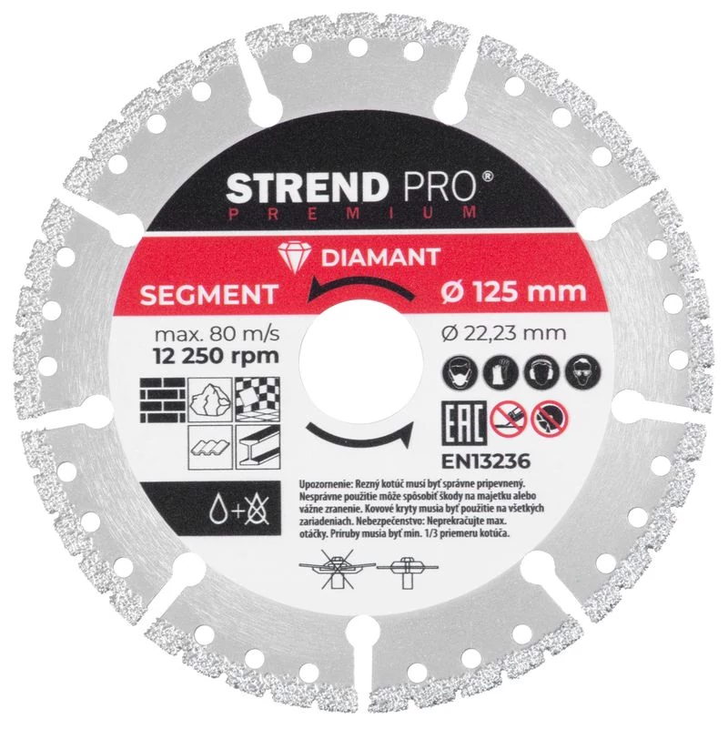 Tárcsa Strend Pro Premium, vákuumforrasztott, 125 mm, gyémánt, vágó, multi