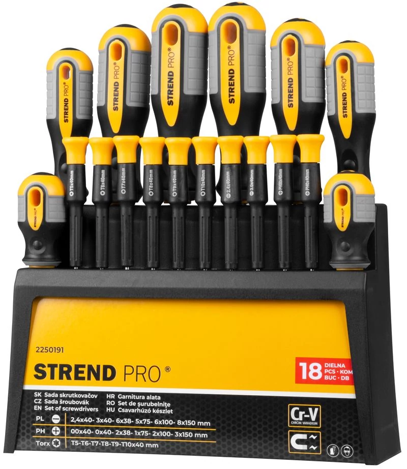 Csavarhúzó készlet Strend Pro SDX72-118, 18 részes, Torx + lapos + Phillips