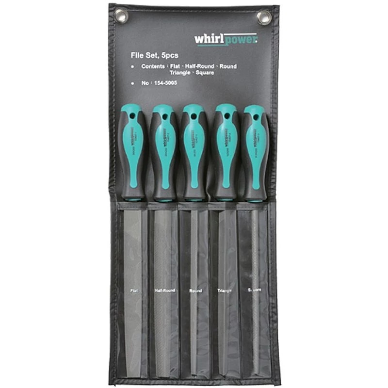 Reszelőkészlet Whirlpower® 154-5005, 5 részes, 200 mm, lapos, kerek, négyzetes, egyenes, félköríves