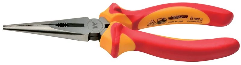 Fogó Whirlpower® 15702-311 200 mm, villanyszerelő, hosszú orrú, VDE 1000, DIN5745