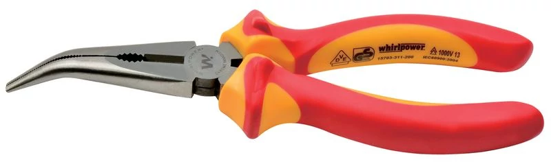 Fogó Whirlpower® 15703-311 200 mm, villanyszerelő, hajlított orrú, VDE 1000, DIN5745