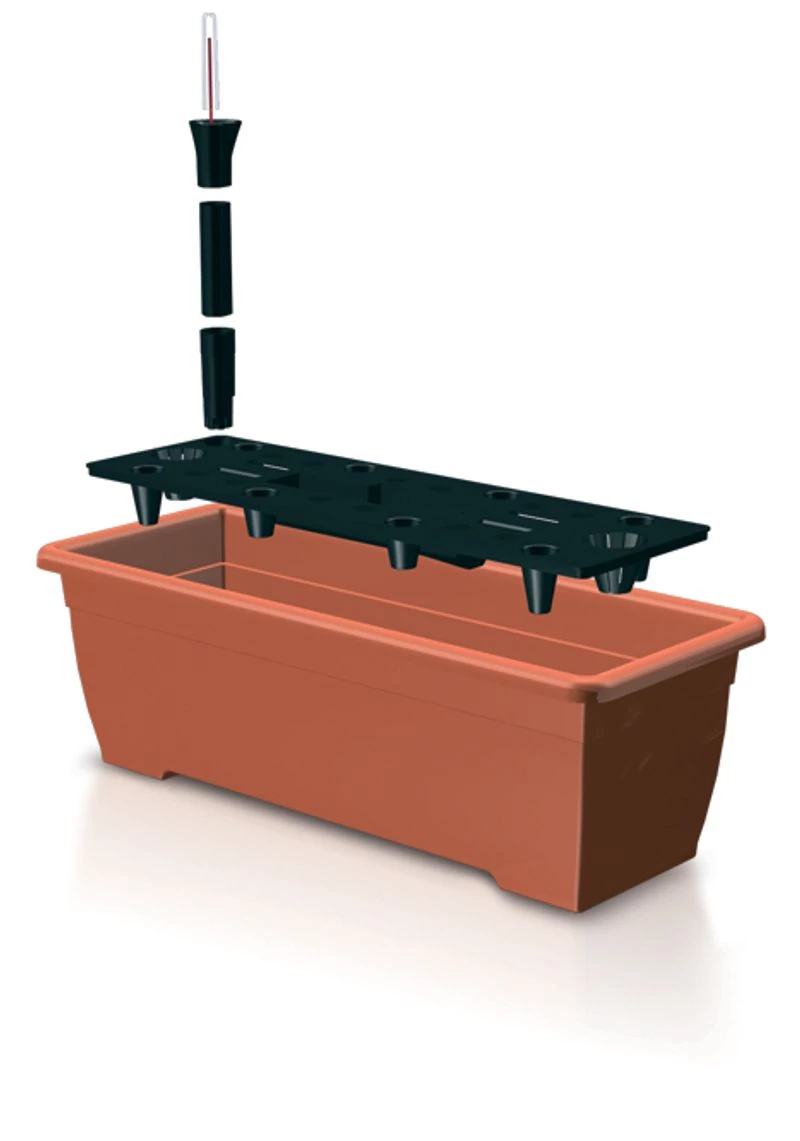Virágcserép BALCONY CAN ISBT5CAN, 19x50x16 cm, 7,5 liter, öntözőrendszerrel, terrakotta