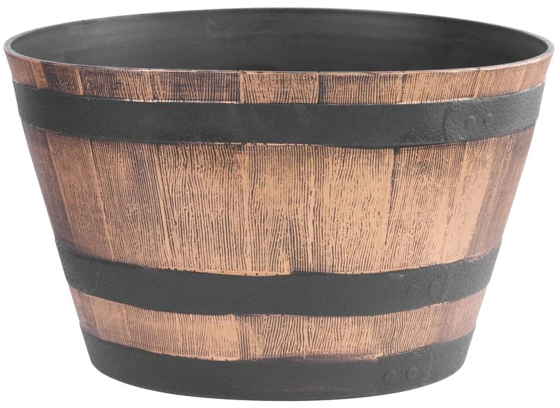 Virágcserép Strend Pro Woodeff, 52x32 cm, arany, fa hatású, hordó