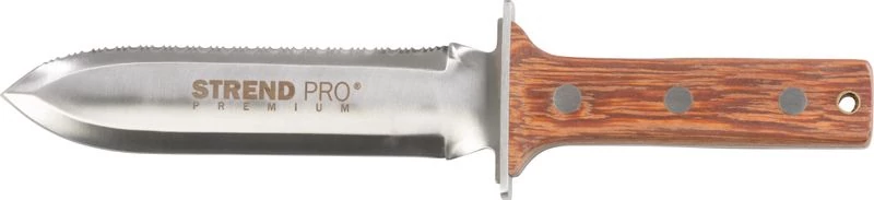 Kés Strend Pro Premium, HORI HORI, kerti, tokkal, fa nyél, univerzális